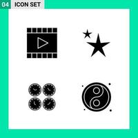 Pack of 4 Solid Style Icon Set Glyph Symbols for print Creative Signs Isolated on White Background 4 Icon Set vector