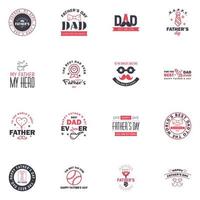 Set of Happy Fathers day elements 16 Black and Pink Vector illustration Editable Vector Design Elements