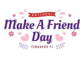 National Make a Friend Day to Meet Someone and a New Friendship in Flat Cartoon Hand Drawn Templates Illustration vector