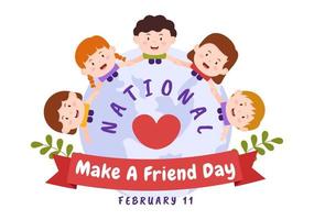 National Make a Friend Day to Meet Someone and a New Friendship in Flat Cartoon Hand Drawn Templates Illustration vector