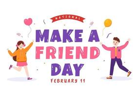 National Make a Friend Day to Meet Someone and a New Friendship in Flat Cartoon Hand Drawn Templates Illustration vector