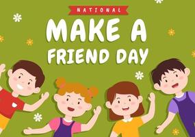 National Make a Friend Day to Meet Someone and a New Friendship in Flat Cartoon Hand Drawn Templates Illustration vector