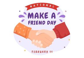 National Make a Friend Day to Meet Someone and a New Friendship in Flat Cartoon Hand Drawn Templates Illustration vector