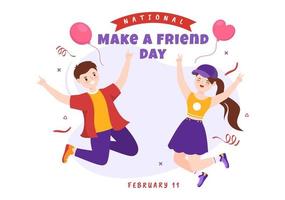 National Make a Friend Day to Meet Someone and a New Friendship in Flat Cartoon Hand Drawn Templates Illustration vector