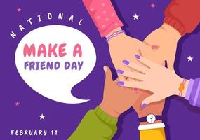 National Make a Friend Day to Meet Someone and a New Friendship in Flat Cartoon Hand Drawn Templates Illustration vector