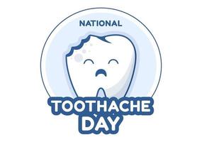 National Toothache Day on February 9 with Teeth for Dental Hygiene so as not to Cause Pain in Flat Cartoon Hand Drawn Templates Illustration vector