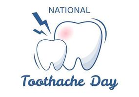 National Toothache Day on February 9 with Teeth for Dental Hygiene so as not to Cause Pain in Flat Cartoon Hand Drawn Templates Illustration vector