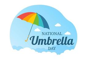 celebración del día nacional del paraguas el 10 de febrero para protegernos de la lluvia y el sol en dibujos animados planos dibujados a mano ilustración de plantilla vector