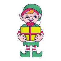 Funny Christmas elf character, cute santas helper elves. vector