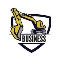 Excavator logo emblems design, building machine, constructing equipment logo template vector