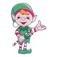 Funny Christmas elf character, cute santas helper elves. vector