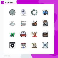 Modern Set of 16 Flat Color Filled Lines Pictograph of hotel wifi robot gear washer Editable Creative Vector Design Elements