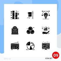 9 User Interface Solid Glyph Pack of modern Signs and Symbols of art shop bulb online buy Editable Vector Design Elements