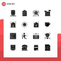 Universal Icon Symbols Group of 16 Modern Solid Glyphs of valentine robot search cart setting Editable Vector Design Elements