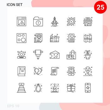25 User Interface Line Pack of modern Signs and Symbols of chemists shop time precision setting measurement Editable Vector Design Elements