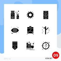 paquete de iconos de vector de stock de 9 signos y símbolos de línea para elementos de diseño de vector editables de globo ocular de tranvía móvil de transporte botánico