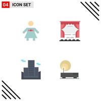 Modern Set of 4 Flat Icons Pictograph of bow tie business curtain movie connection Editable Vector Design Elements