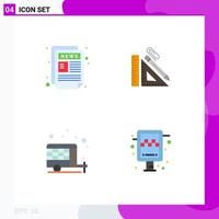 Set of 4 Commercial Flat Icons pack for news clip news letter pencil camp Editable Vector Design Elements