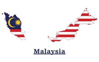 Malaysia National Flag Map Design, Illustration Of Malaysia Country Flag Inside The Map vector