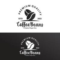 diseño de logotipo de bebida de grano de café en ilustración de vector de color marrón