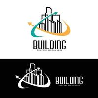 logotipo de diseño de viviendas, logotipo de construcción, propiedad e icono de la empresa constructora vector