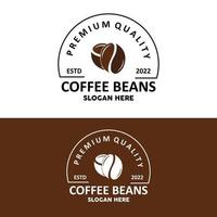 diseño de logotipo de bebida de grano de café en ilustración de vector de color marrón