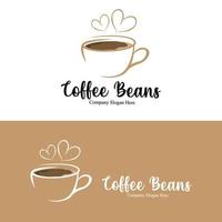 diseño de logotipo de bebida de grano de café en ilustración de vector de color marrón