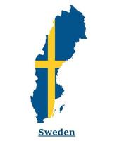 Sweden National Flag Map Design, Illustration Of Sweden Country Flag Inside The Map vector