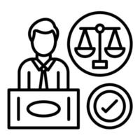 icono de línea de comparecencia ante el tribunal vector