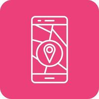 Mobile GPS Line Round Corner Background Icons vector