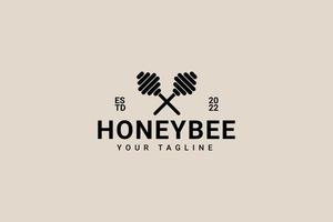 Honey Bee Hipster Vintage Logo Vector Icon Illustration