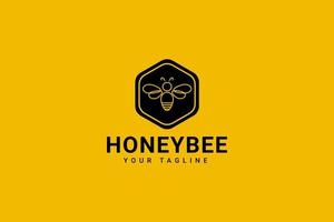 Cartoon Line Art Honey Bee Bumblebee Logo vector