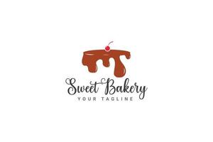 Sweet Cake Bakery Shop Logo Vector Icon Illustration
