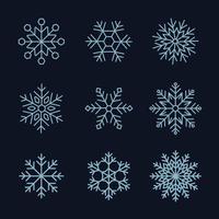 conjunto de copos de nieve diseño de navidad ilustración vectorial vector