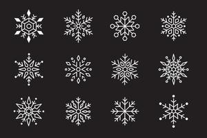 conjunto de copos de nieve diseño de navidad ilustración vectorial vector