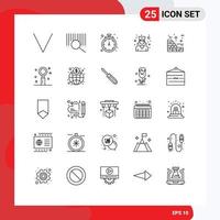 Pack of 25 Modern Lines Signs and Symbols for Web Print Media such as giving wall timer construction physician Editable Vector Design Elements