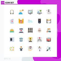 Universal Icon Symbols Group of 25 Modern Flat Colors of list coffee screen bill online Editable Vector Design Elements