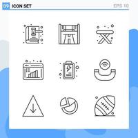 iconos de estilo moderno de 9 líneas delinean símbolos para uso general signo de icono de línea creativa aislado sobre fondo blanco paquete de 9 iconos vector