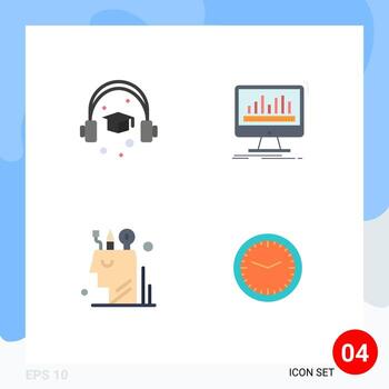 paquete de 4 iconos planos creativos de datos de análisis digital cap elementos de diseño vectorial editables por el usuario vector