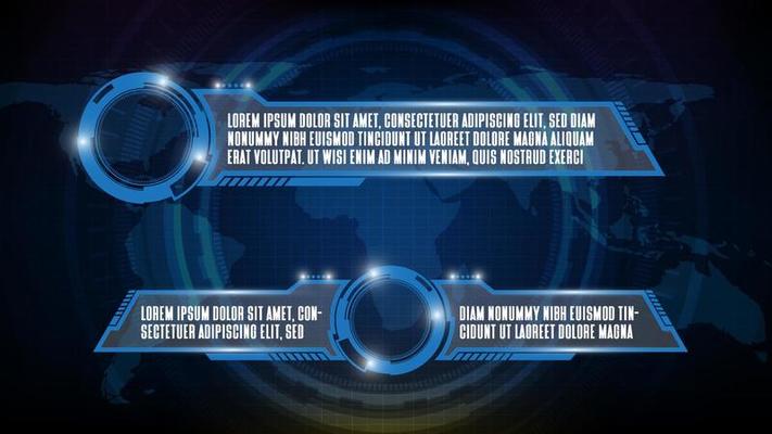abstract futuristic background of blue technology sci fi frame, hud ui topic, lower third button bar