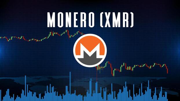 abstract futuristic technology background of Monero XMR coin digital cryptocurrency  and graph chart vector