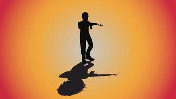 abstract background of silhouette man with ak 47 gun vector