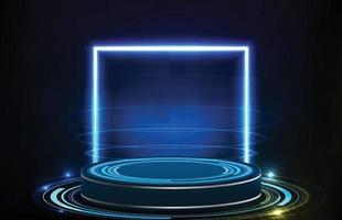 abstract background of blue futuristic technology round podium hud display interface vector