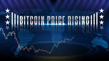 abstract background of Bitcoin US Dollar BTC trading cryptocurrency market , Bitcoin price rising vector