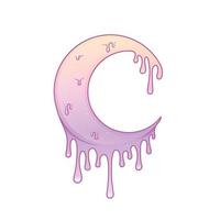 melting crescent colorful rainbow moon vector