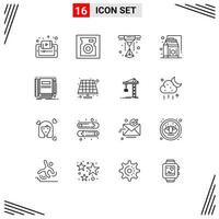 Universal Icon Symbols Group of 16 Modern Outlines of notepad book hard food grocery Editable Vector Design Elements