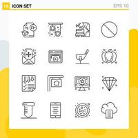 Collection of 16 Universal Line Icons Icon Set for Web and Mobile vector