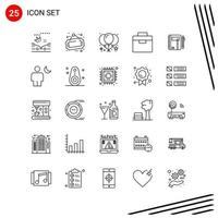 colección de 25 iconos vectoriales en estilo de línea símbolos de contorno perfecto de píxel para web y signos de icono de línea móvil sobre fondo blanco 25 iconos vector