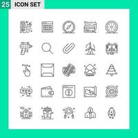 Pack of 25 Line Style Icon Set Outline Symbols for print Creative Signs Isolated on White Background 25 Icon Set vector