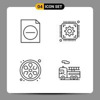 4 Black Icon Pack Outline Symbols Signs for Responsive designs on white background 4 Icons Set vector